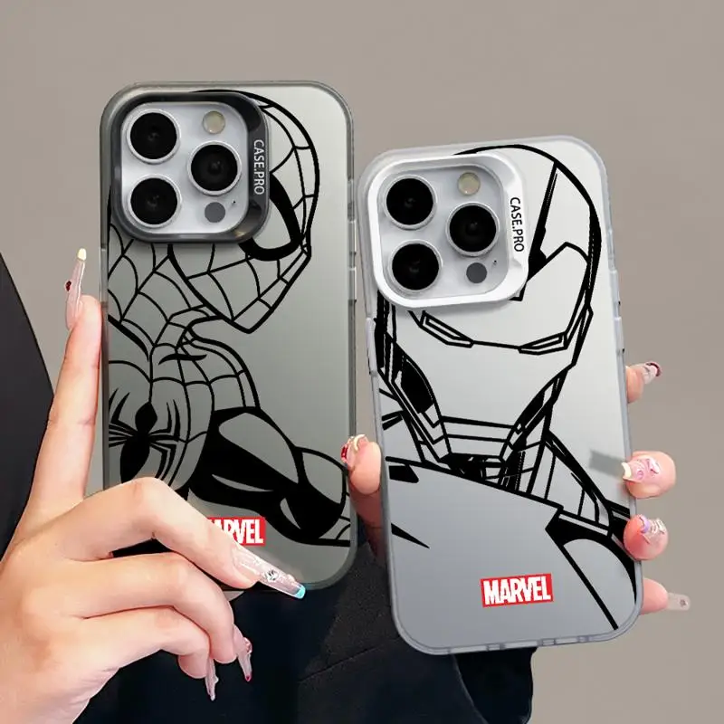 Funda de silicona para teléfono móvil Apple, carcasa protectora a prueba de golpes, SpiderMan, IronMan, para iPhone 11, 13, 15 Pro Max, 14 Plus, 12