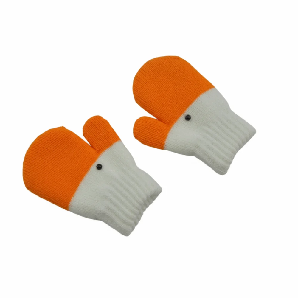 

Funny Knitted Goose Wool Gloves with Thick Velvet Cute Double Layer Gloves Cold Protection Warmth Children Gloves for Children