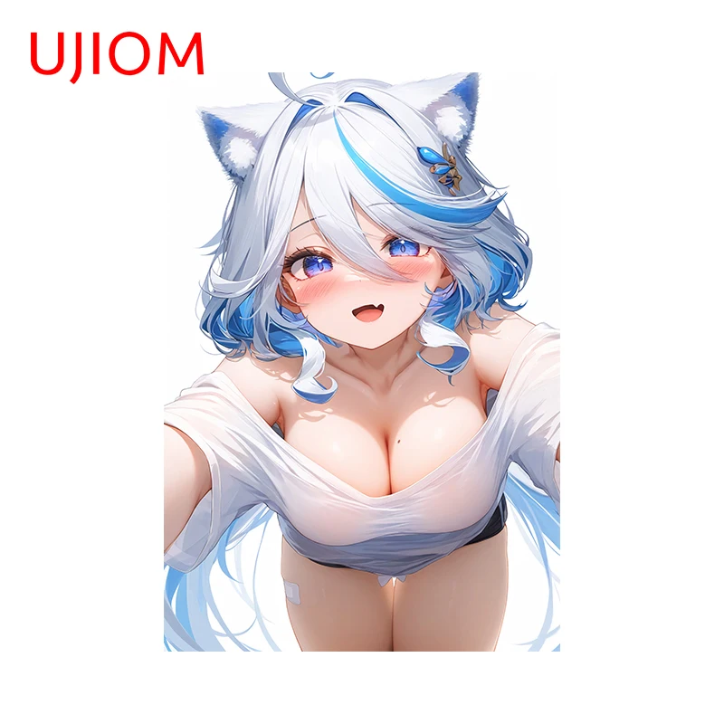 

UJIOM 13cm X 8.9cm Huge Breast Furina Genshin Impact Wall Stickers Cute Graphics Decal Beautiful 3D Bathrom Kitchen Decor