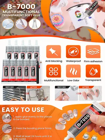 B-7000 Rhinestone Crafts, Jewelry and Beads Transparent Adhesive Semi Fluid High Viscosity Metal Stone Nail Art Glass Adhesive