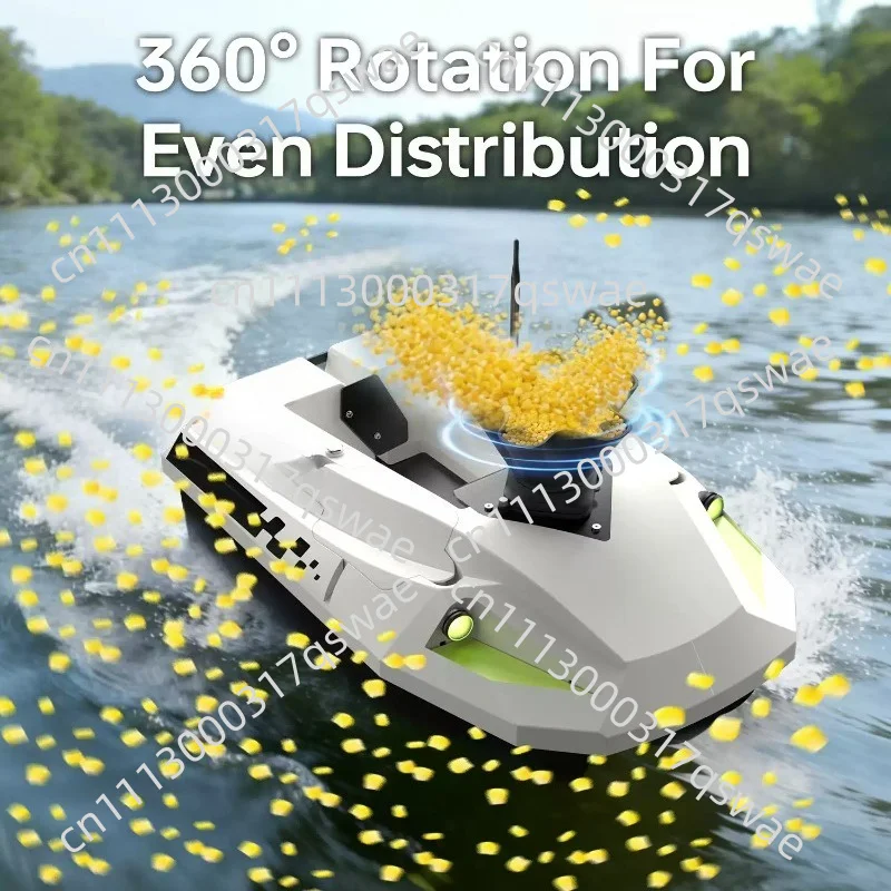 360° Rotation Waterproof Fishing Bait Dispenser with High Speed Motor, Portable Feeder for RC Bait Boat