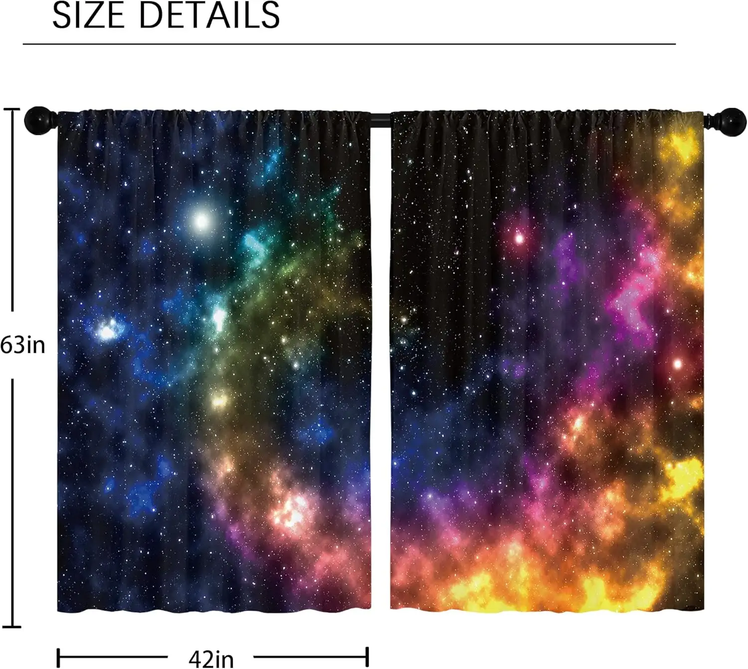 Galaxy Outer Space Curtains, Colorful Nebula Window Curtains for Bedroom Living Room, Universe Planets Fantasy Starry Boys Teen