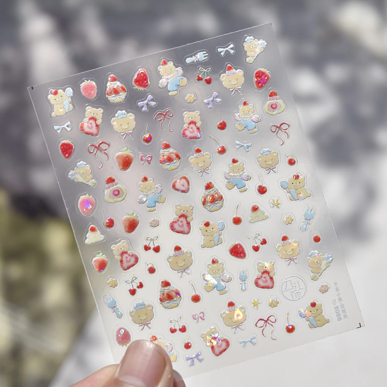 Leuke Flash Aardbei Appel Beer Hond Hoge Kwaliteit Nagelstickers Nail Art Decoratie Decals Ontwerp T-5086