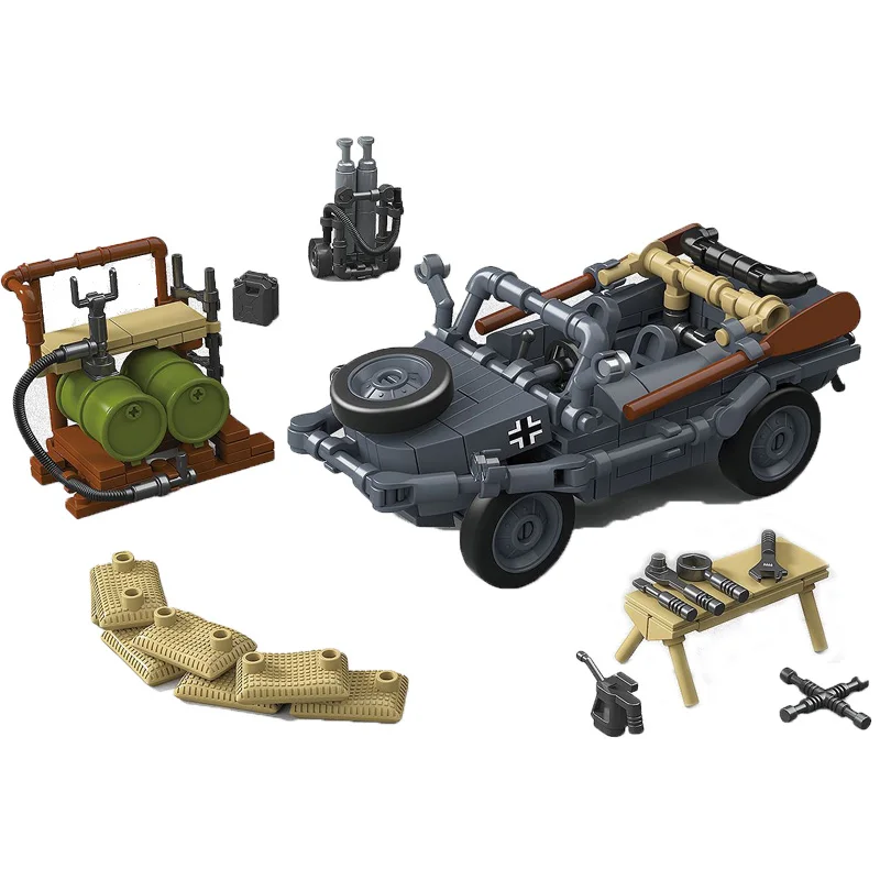 

1:35 361 шт. Тип 166 Schwimmwagen Грузовик Строительные блоки WW2 Немецкий автомобиль-амфибия Военные кирпичи Игрушки для детей Взрослые Подарки