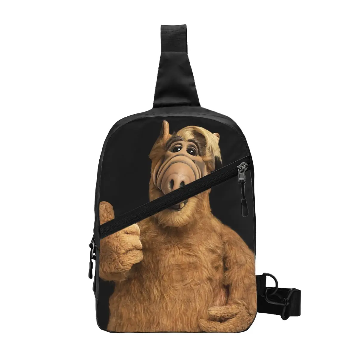 

Alf Thumbs Up Sling Crossbody Chest Bag Men Casual Alien Life Form Sci Fi Tv Show Shoulder Backpack for Travel Cycling