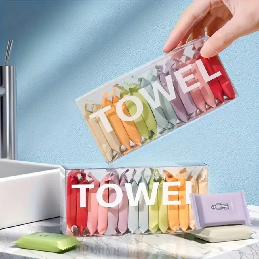 1/2/4 Boxs Disposable Compressed Towels, 14pcs/Set Portable Cotton Magic Towels, Multicolor Travel Face Wipes