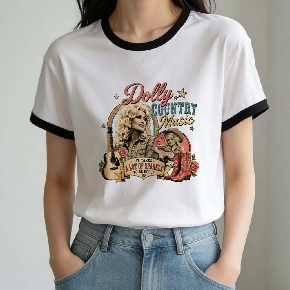 Dolly Parton t-shirt women Retro streetwear funny manga cutecore t shirt meme emo japan