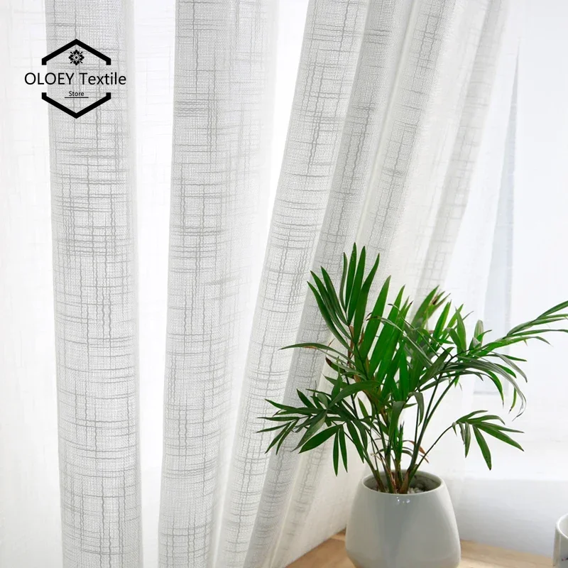 

Modern White Cotton Linen Sheer Curtains for Bedroom Living Room Study Custom Made Tulle Drapes Light Filtering Home Decor