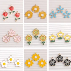 10pcs/lot Mix Enamel Flower Charms Pendants for Jewelry Making Drop Earrings Necklaces Bracelets DIY Handmade Crafts Accessories