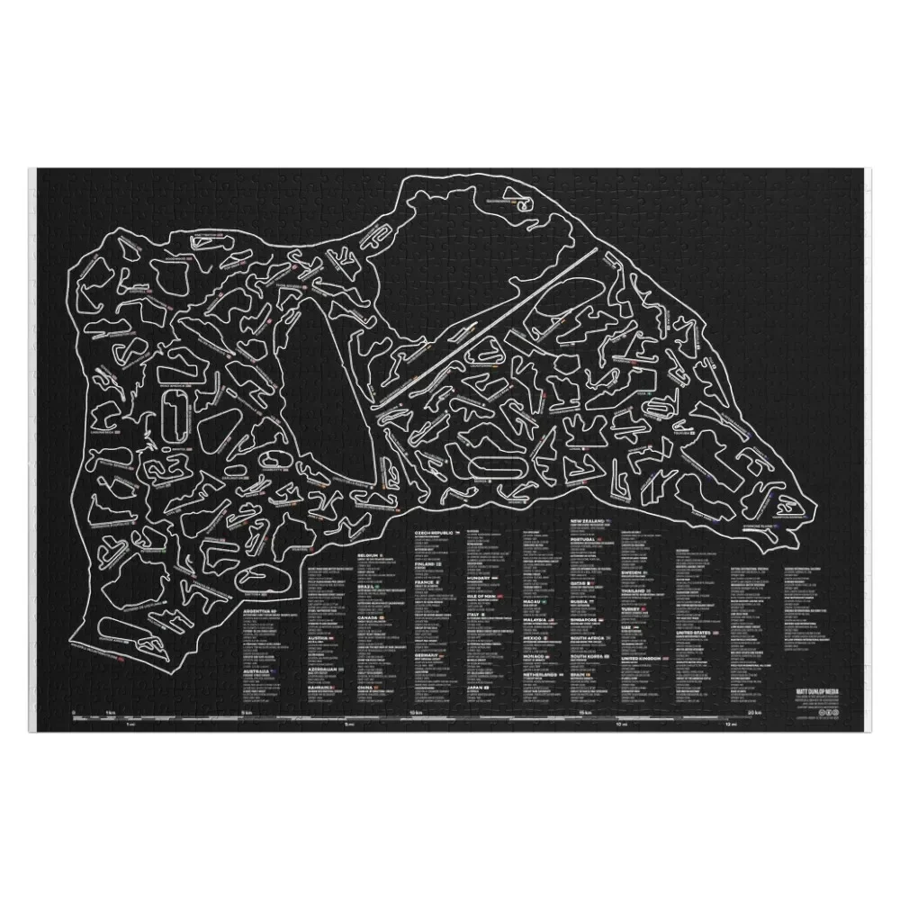 

Race Tracks to Scale - Listed and Labelled (Inverted) Jigsaw Puzzle Personalised Wood Name Custom Gift Puzzle