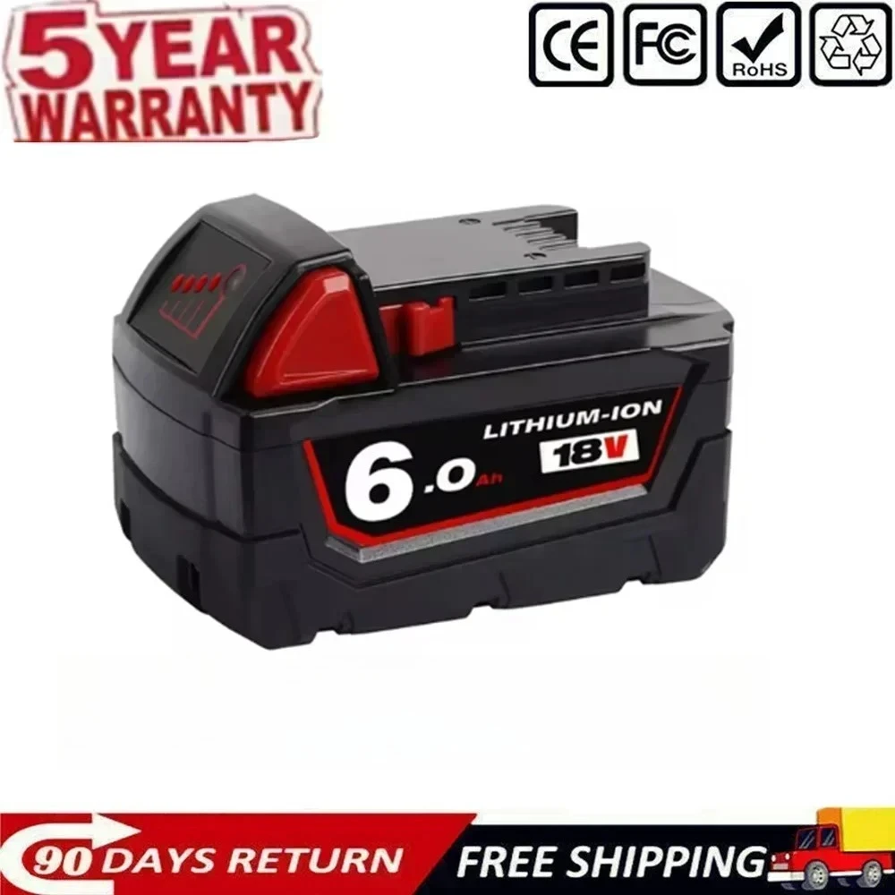

For Milwaukee 18V Battery, 9AH High Lithium 18650 Battery M18B5 M18HB8 M12-18FC High Speed Charger 48-11-1850