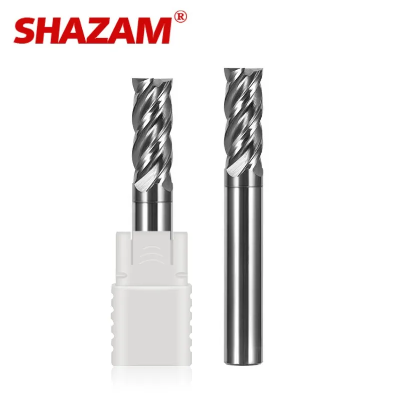 SHAZAM HRC68 4-Flute Balchas Ad Coating Unequal Spiral Endmill Tungsten Steel Carbide Flat End Mill For CNC Milling Cutter Tools