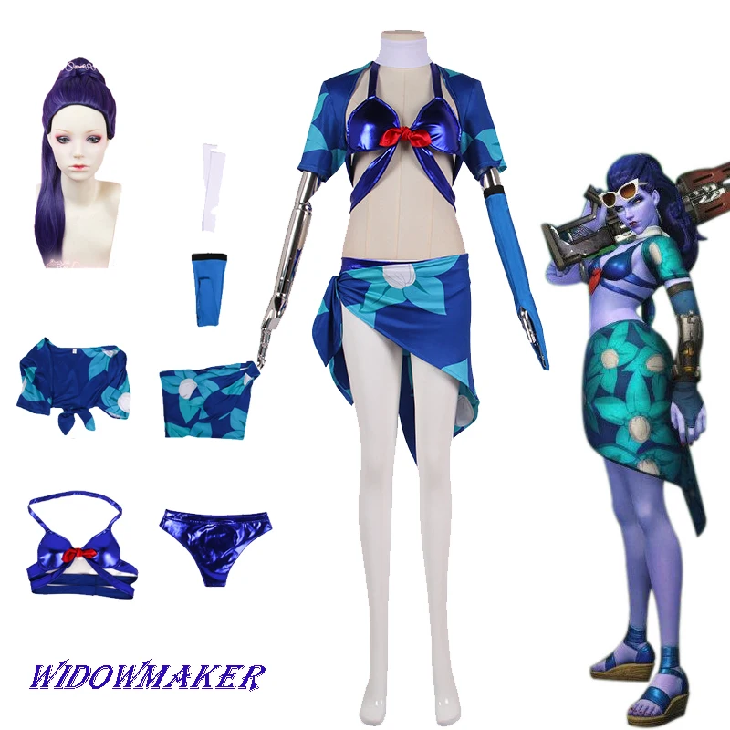 Overwatch Damage Hero Widowmaker Cosplay Costumes Skin Halloween Women Swimsuits Beachwear Clothes Halloween Party Sexy Set