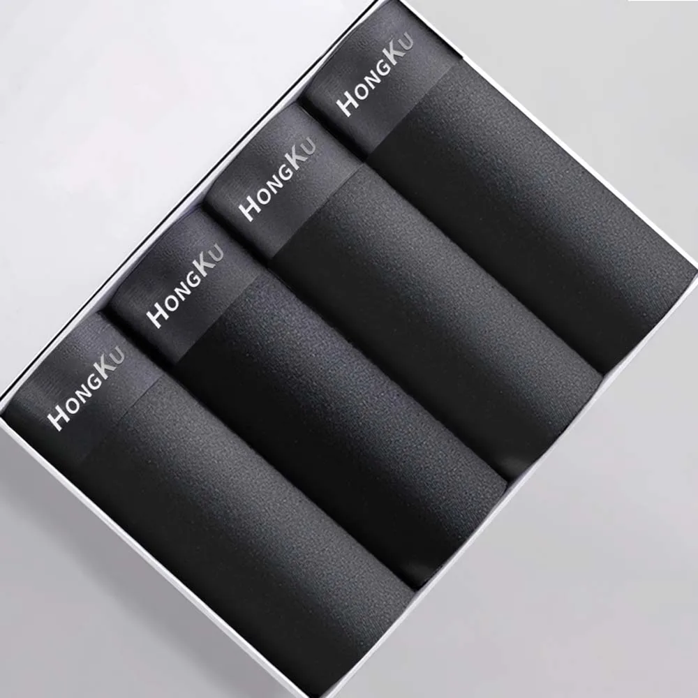 ZRZB Mens Boxer Underwear soft Black boxershorts Milk Silk soft Underpants Male Panties 3D Pouch Shorts Under Wear Pants Short image 2