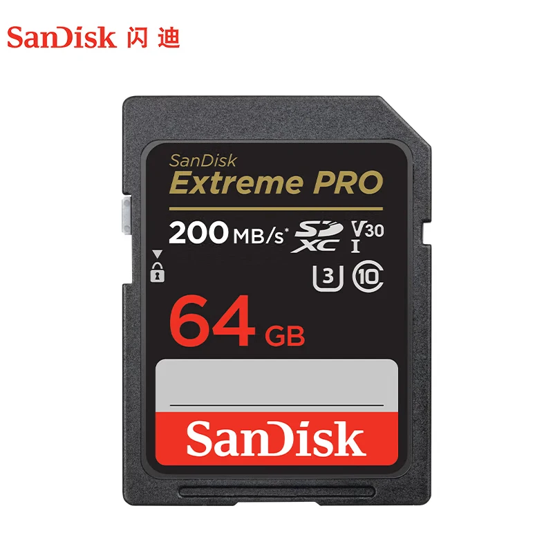 SanDisk 64GB SD Memory Card, 4K V30 U3 C10, Camera Memory Card, Read Speed 200MB/s, Memory Card for Mirrorless/DSLR Cameras