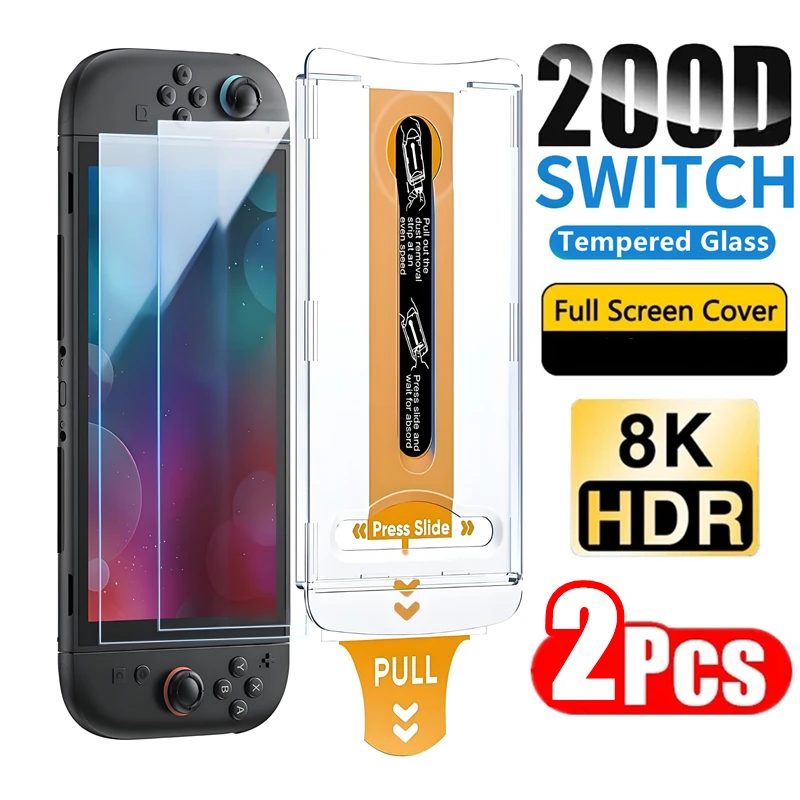 

2Pcs Easy Install Tool Tempered Glass for Nintendo Switch 2 OLED Game Console Protector Screen Protector for Nintendo Switch 2
