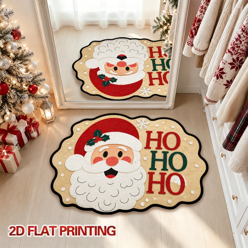 VIKAMA Cartoon Santa Claus Alien Carpet Anti Slip Water Absorbing Soft Floor Mat Entrance Indoor Home Decoration