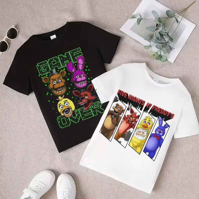 2026 Cartoon Five Nights At Freddys Kids T-shirts FNAF Graphic T-shirt Children Casual Sports Tops Short Sleeves Kids Clothing