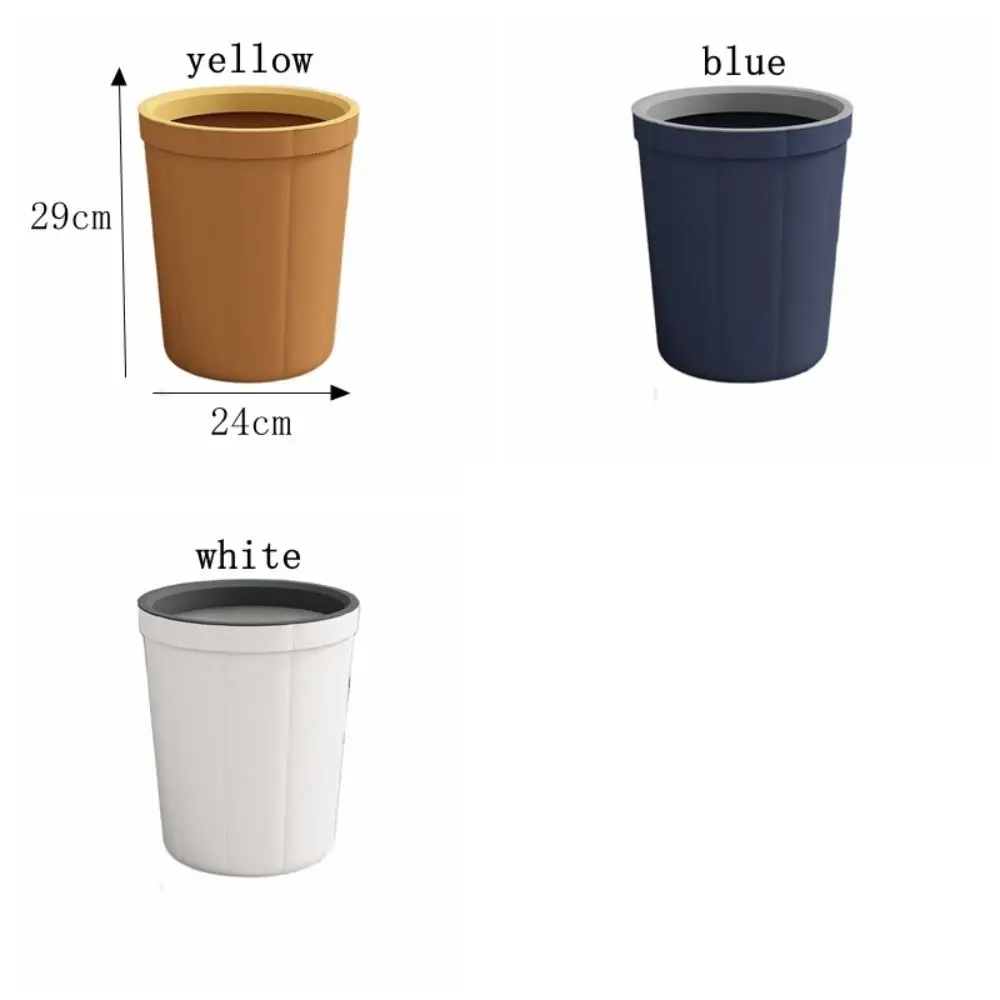 Large Capacity Trash Can Creative Round Plastic Waste Paper Basket Durable No Lid Garbage Bin Home