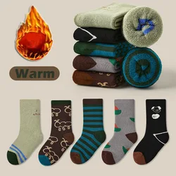 Winter Socks Children Warm Cotton Socks Infant Thicken Plush Mid Calf Length Baby Boys Socks Girls Socks  5 Pairs