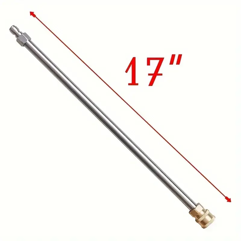 High Pressure Water Gun Extension Rod Quick Plug 17 Inch Stainless Steel Extension Rod 1/4 Male And Female Quick Connection Exte