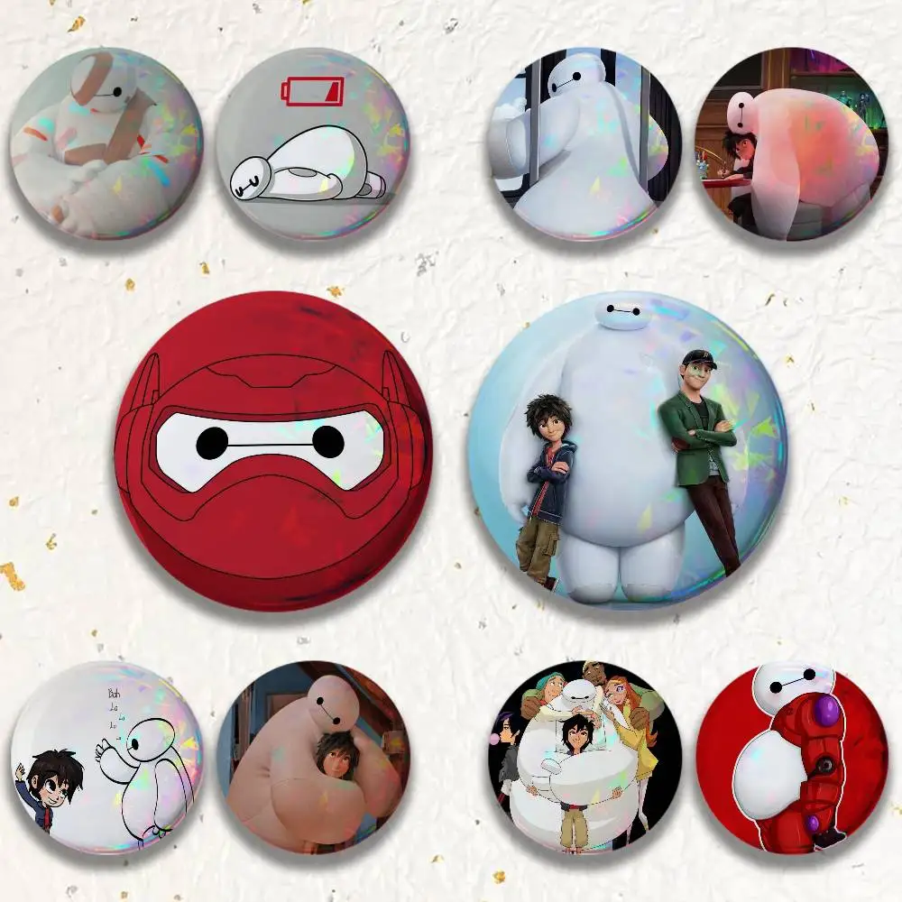 Inflatable White Robot 25/32/44/58/75mm Badges Button Round Creative Pin Brooch Badge Bag Decor Accessories