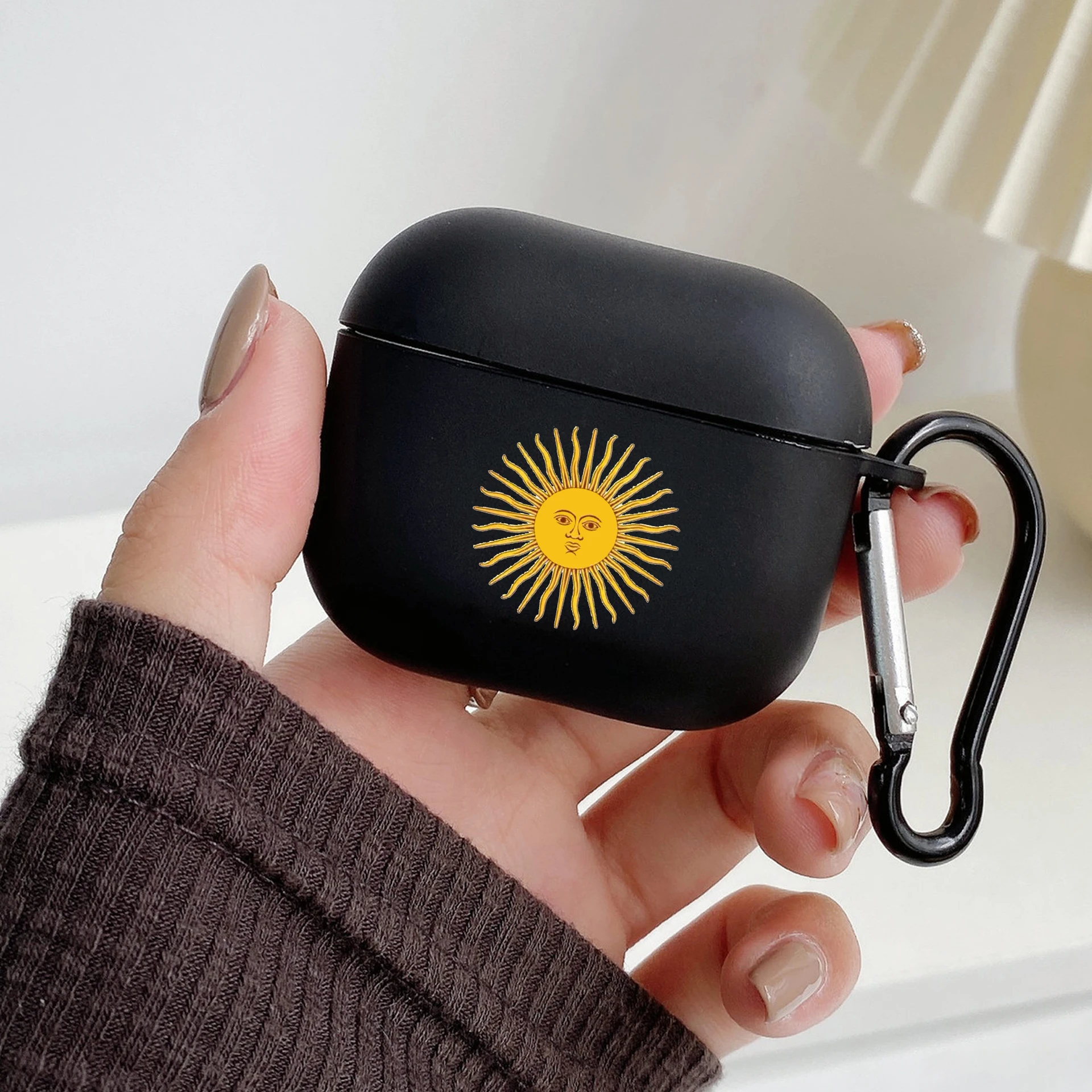 Argentina Flag Soccer 10 With Hook For Airpod Pro 3 Pro2 Black Protective Cover Soft Case for Apple Airpods 2 1 Earphone Cases