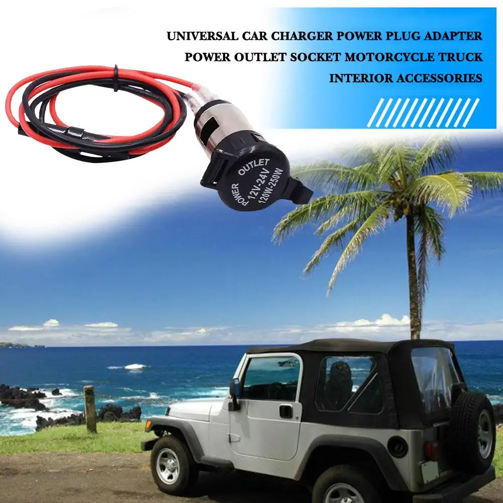 

12-24V Car Cigarette Lighter Socket Splitter Plug Connector Adapter Off Power Charger Power Adapter Switch On S3H3