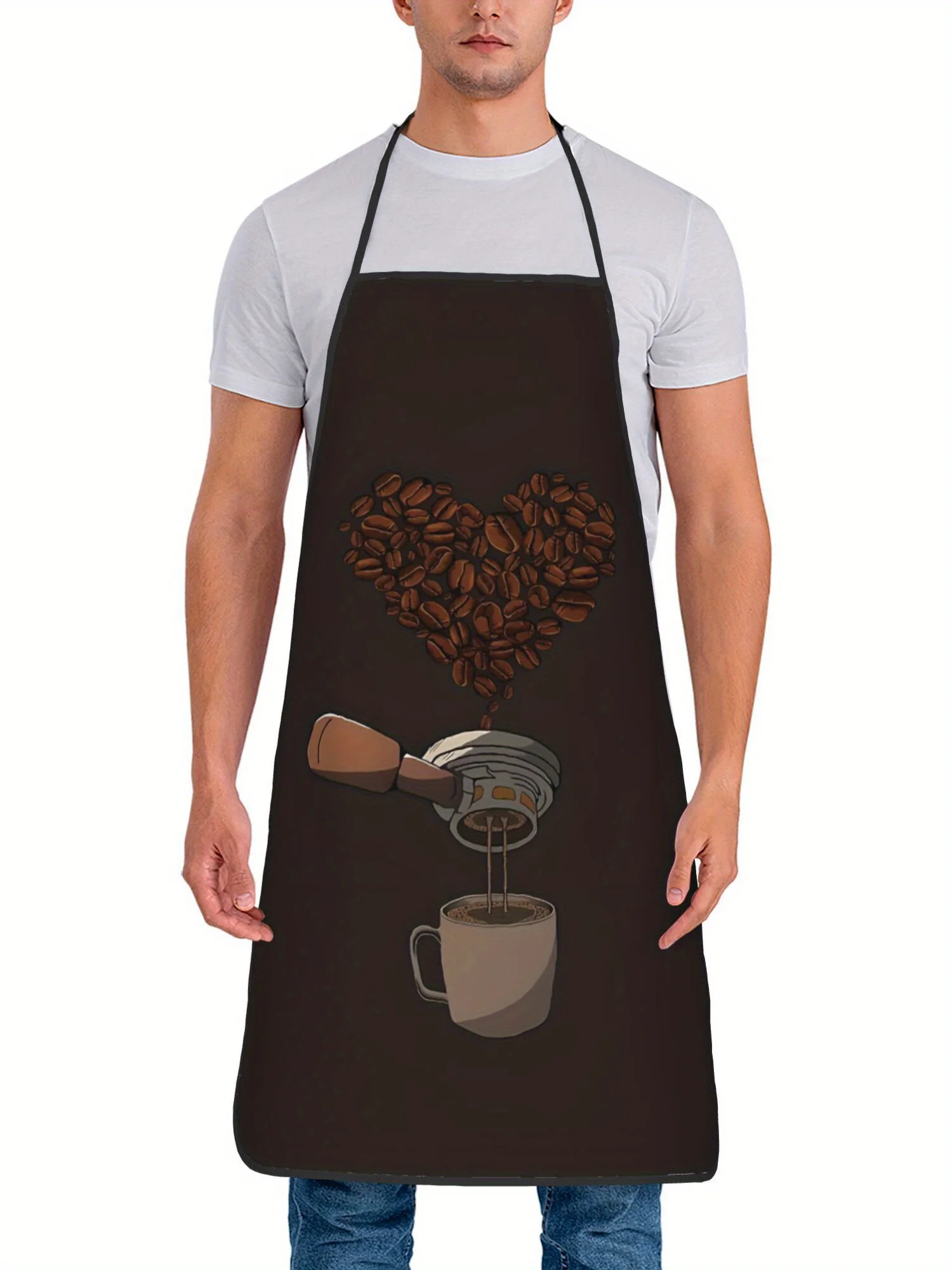An apron with a coffee pattern is suitable for handicrafts, baking and kitchen cleaning, and is a perfect holiday gift.