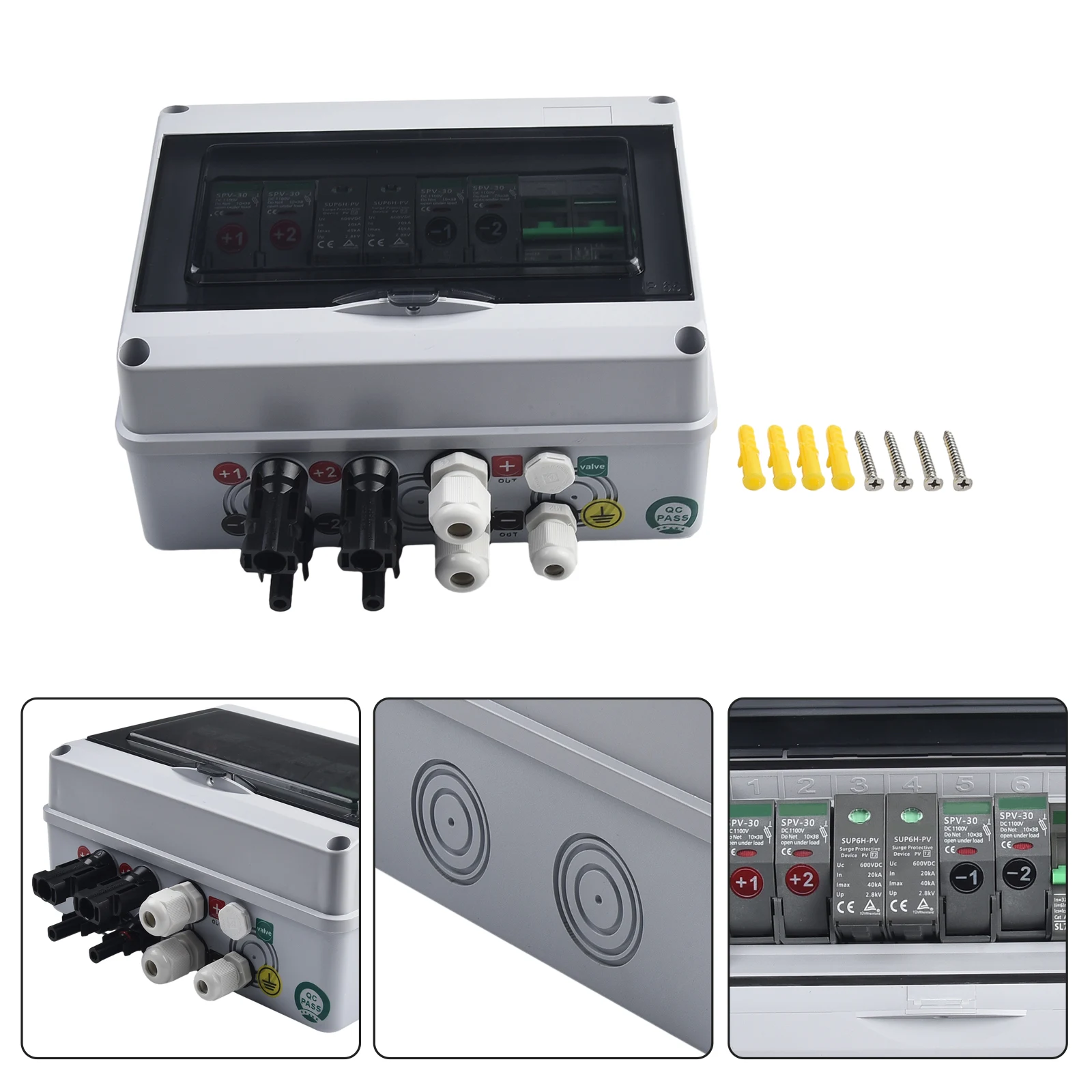 550V Outdoor PV Combiner Box 2In1Out with IP65 Waterproof and DC Protection for Solar Panel System Connections