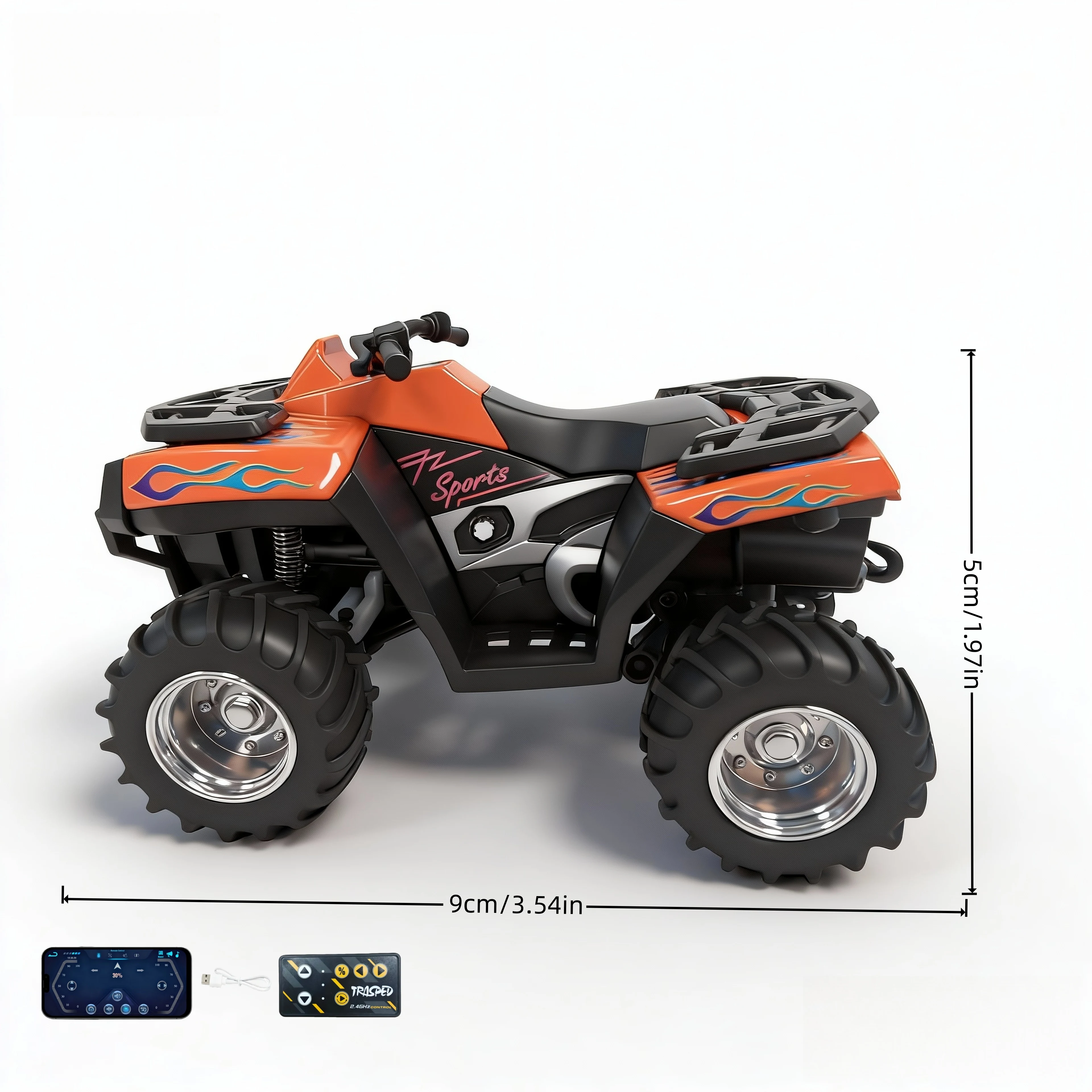 Brinquedo de motocicleta de praia com controle remoto de metal em escala 1:64 com luzes piscantes de som realista de 3 velocidades recarregável por USB 2,4 GHz