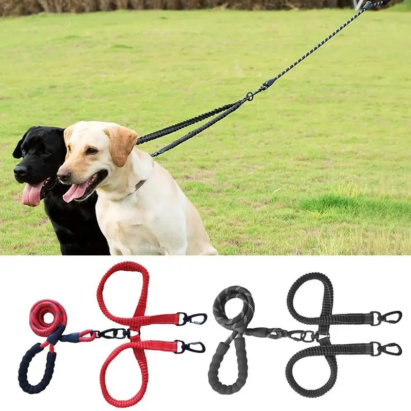 Dual Dog Lead Twine-Free Dual Dog Lead with Double Clip Design Two-Headed Comfortable Lead for Large Dogs That Pull Medium Dogs