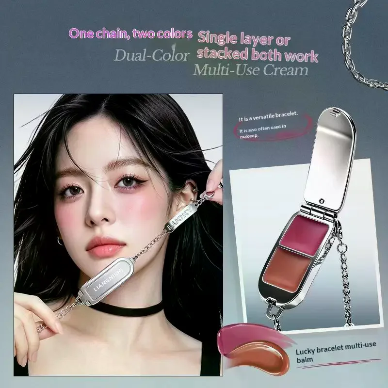 Portable Makeup Tool Bracelet Style Two Color Optional Lip Gloss Set Mirror Water Moisturizing Lip Gloss 1Pcs