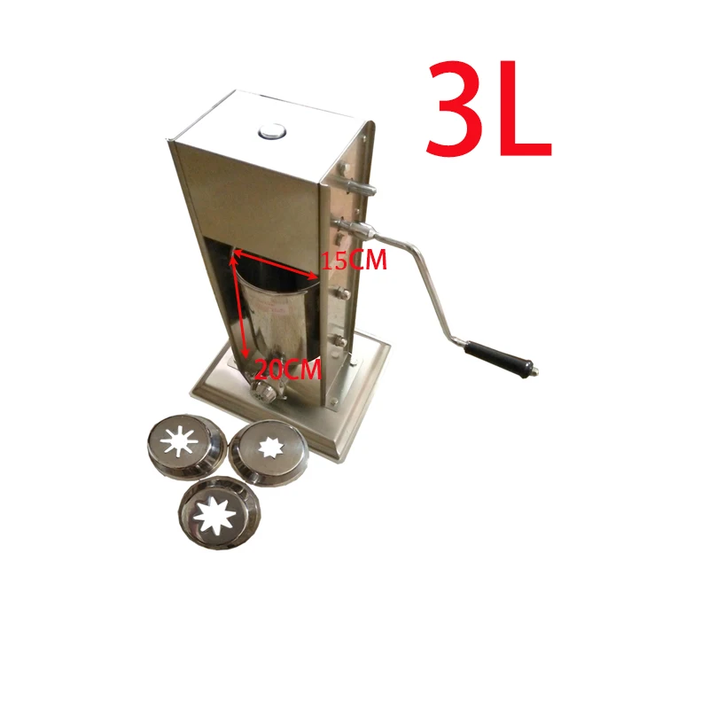 2-in-One manuelle Edelstahl 3l Spanien Churro Maker Maschine mit 3 Größe Churro Düsen 4 Größe Enemator