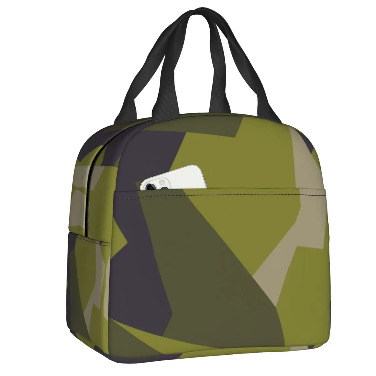 Custom Swedish Splinter Black Green Camo Thermal Insulated Lunch Bags Camouflage Portable Lunch Tote Multifunction Food Box