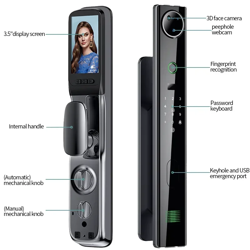 

003 2023 new Face Recognition Door Digital Locks biometric fingerprint scanner Handle Wifi Tuya Smart Lock