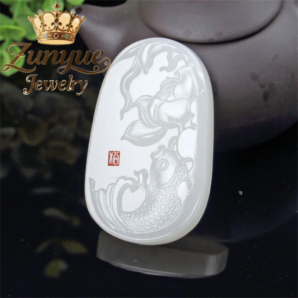 Natural Hetian Sheep Fat White Jade Guanyin Buddha Guan Gong Dragon Phoenix Pendant Fashion Jewelry High-end Couple Holiday Gift