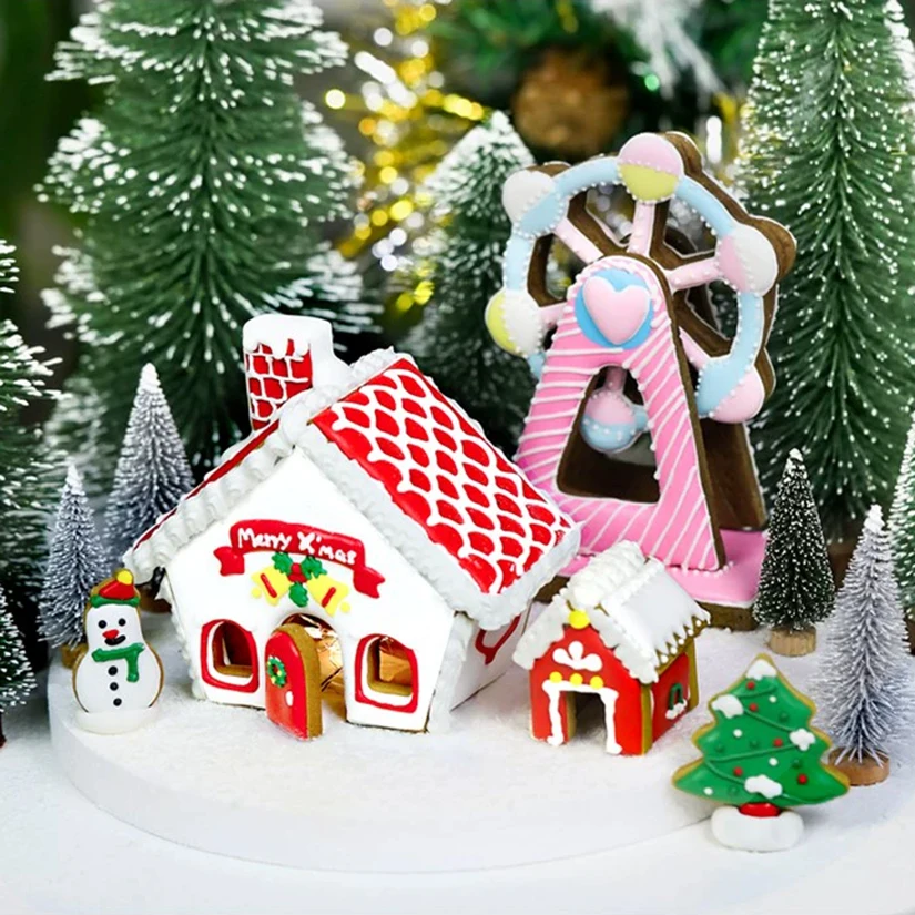 Gingerbread House Christmas Unicorn Cake Cutter Cookie Biscuit Mold Kitchen Fondant Decorating Tools