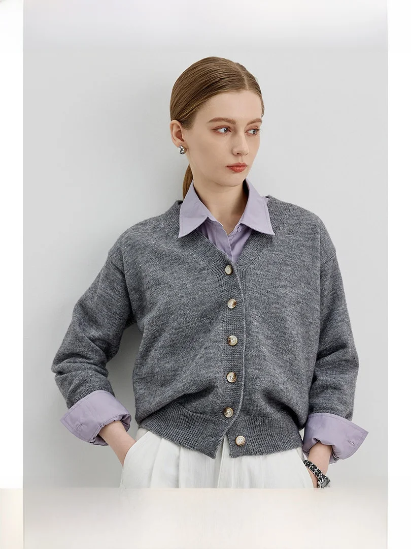 

Кардиган RINA BERRY в корейском стиле, вязаный, с открытыми плечами, женский, новинка 2024 года, свитер, базовый топ, удлиненный, свободного кроя, с V-образным вырезом