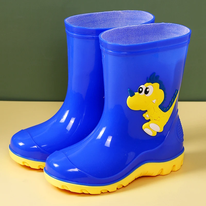 Baby Boys Girls Water Shoes Cute Cartoon Waterproof Rain Boots Kids Lightweight Comfortable Rubber Non-Slip Children Rainboots