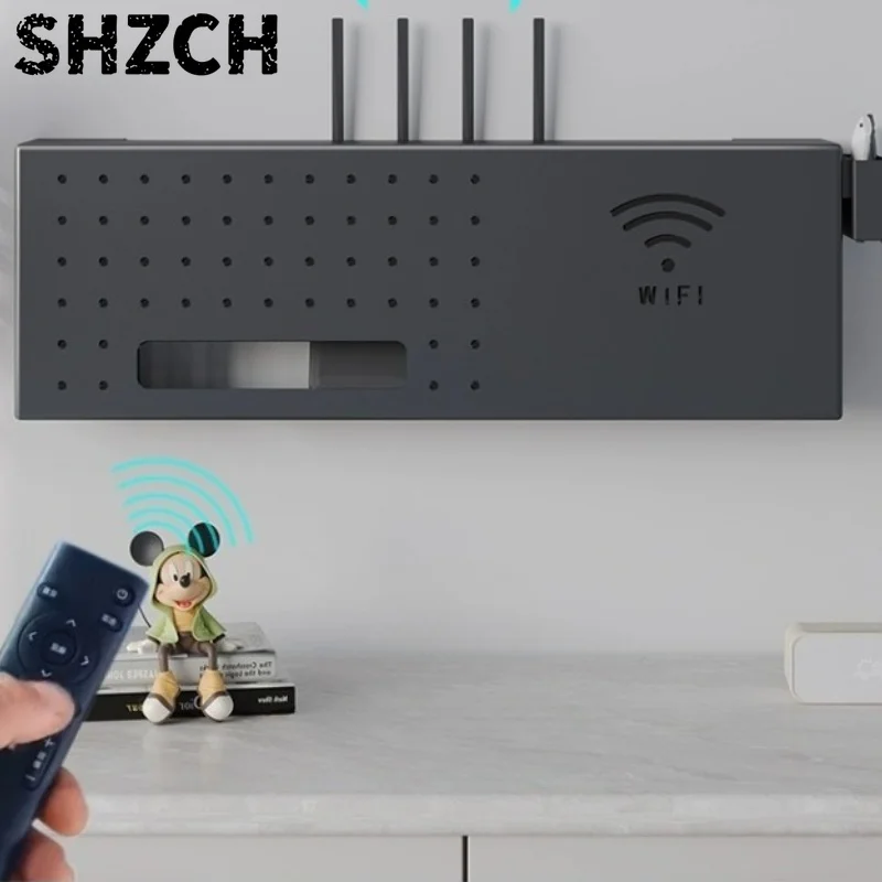 Large Capacity Router Storage Box High-value Wireless WiFi Set-top Box Shelf Household Office Power Cord Plug and Debris Cover