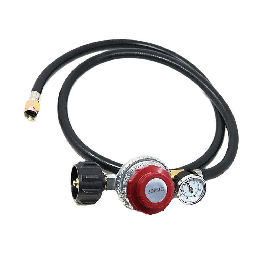 4FT High Pressure Propane Regulator With Hose Adjustable 0-30PSI Regulator With Gauge LP Gas Grill Regulator For Grill Burner