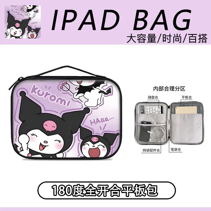 Sanrio Kuromi Tablet Storage Bag Ipad Sleeve Bag Cartoon 10-15 Inches Anti-Fall Universal Cute Leather Water Proof New 2024 Hot