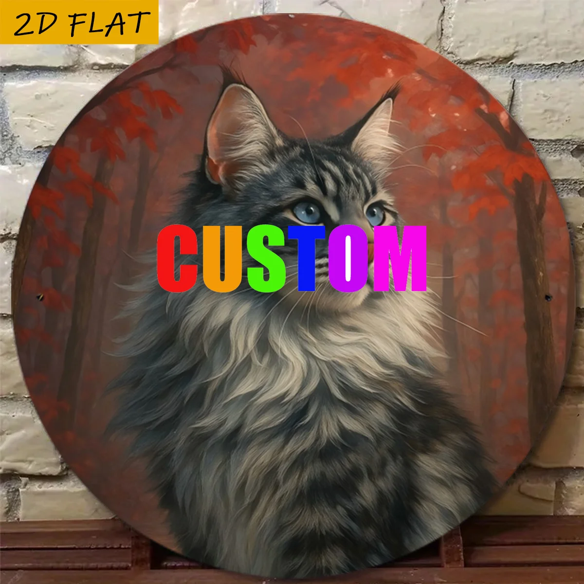 Individuelles Foto-Metallschild, Personalisierte Runde Metall-Wandplakette, Maßgefertigtes Haustierbild Wandkunst Wohndekor Geschenk