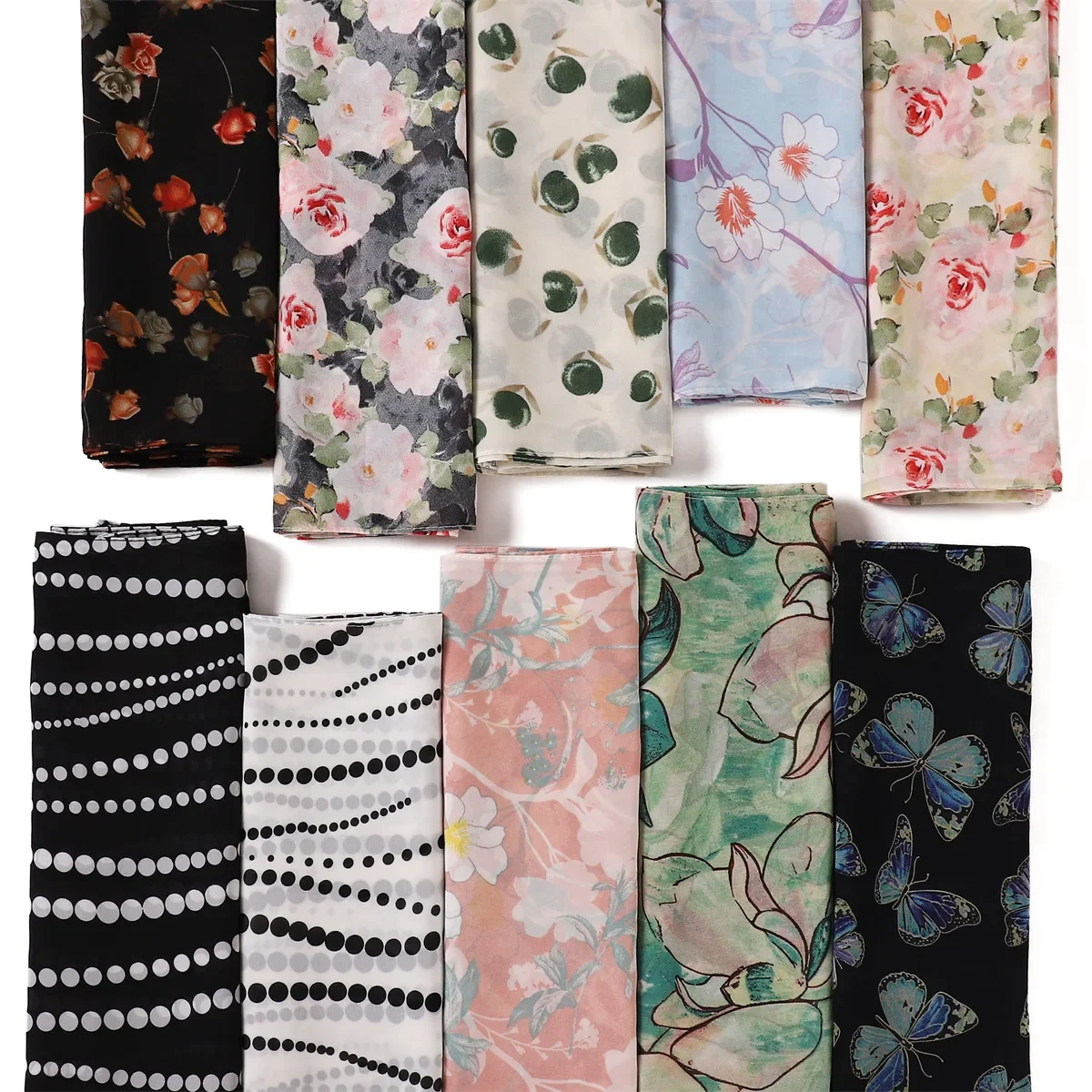 

10/50/100pcs Shawl Headscarf Butterfly Printed Marble Chiffon Scarf Floral Chiffon Hijab Accessories for Women