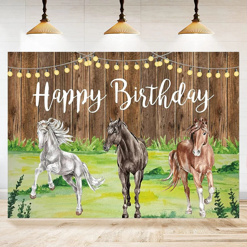 Western Cowboy Photography Backdrop Horse Party Background Birthday Cowboy Birthday Background Decoration Banner