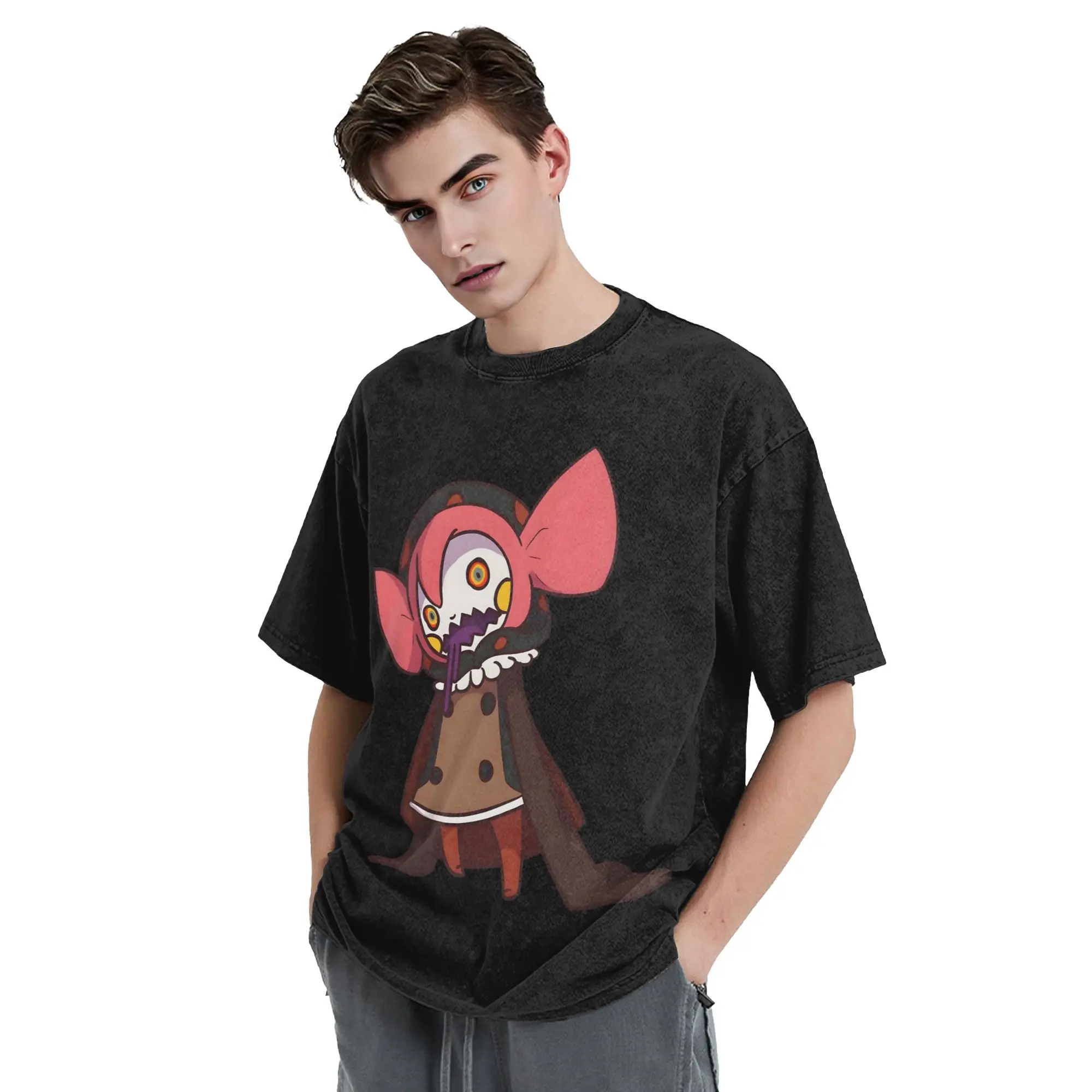 Puella Magi Madoka Magica Anime Washed T Shirt Streetwear T-Shirt Charlotte Desert Witch Tees Tops Men Women Short Sleeve Street