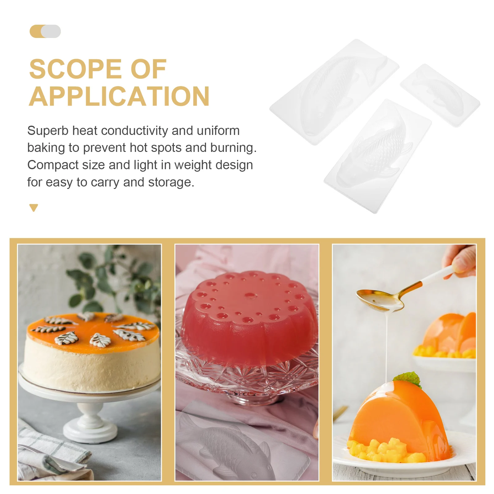 

3Pcs Fish Design Jelly Molds Premium Nonstick Baking Supply for Creative Desserts Chocolate Cakes Rice Cake Mold