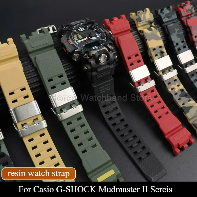 Para casio G-SHOCK mudmaster ii gwg-2000 cinta leve respirável resina pulseira preto exército-verde cáqui tamanho especial