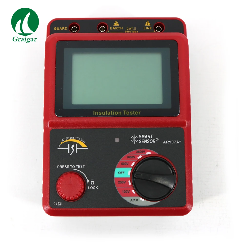 AR907A+ 100-2500V Insulation Resistance Tester Digital Megohmmeter Ohm Meter